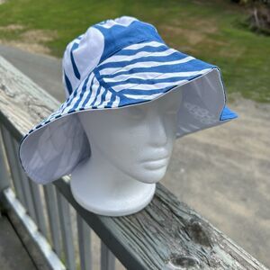 Hat Stuff Palm Leaf Blue Floppy Beach Hat Reversible Beachy Vacation